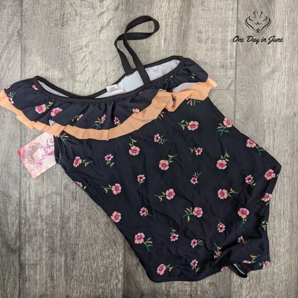 Kanu Surf Morgan Floral One Shoulder One Piece Swimsuit Size 14 - Picture 4 of 4